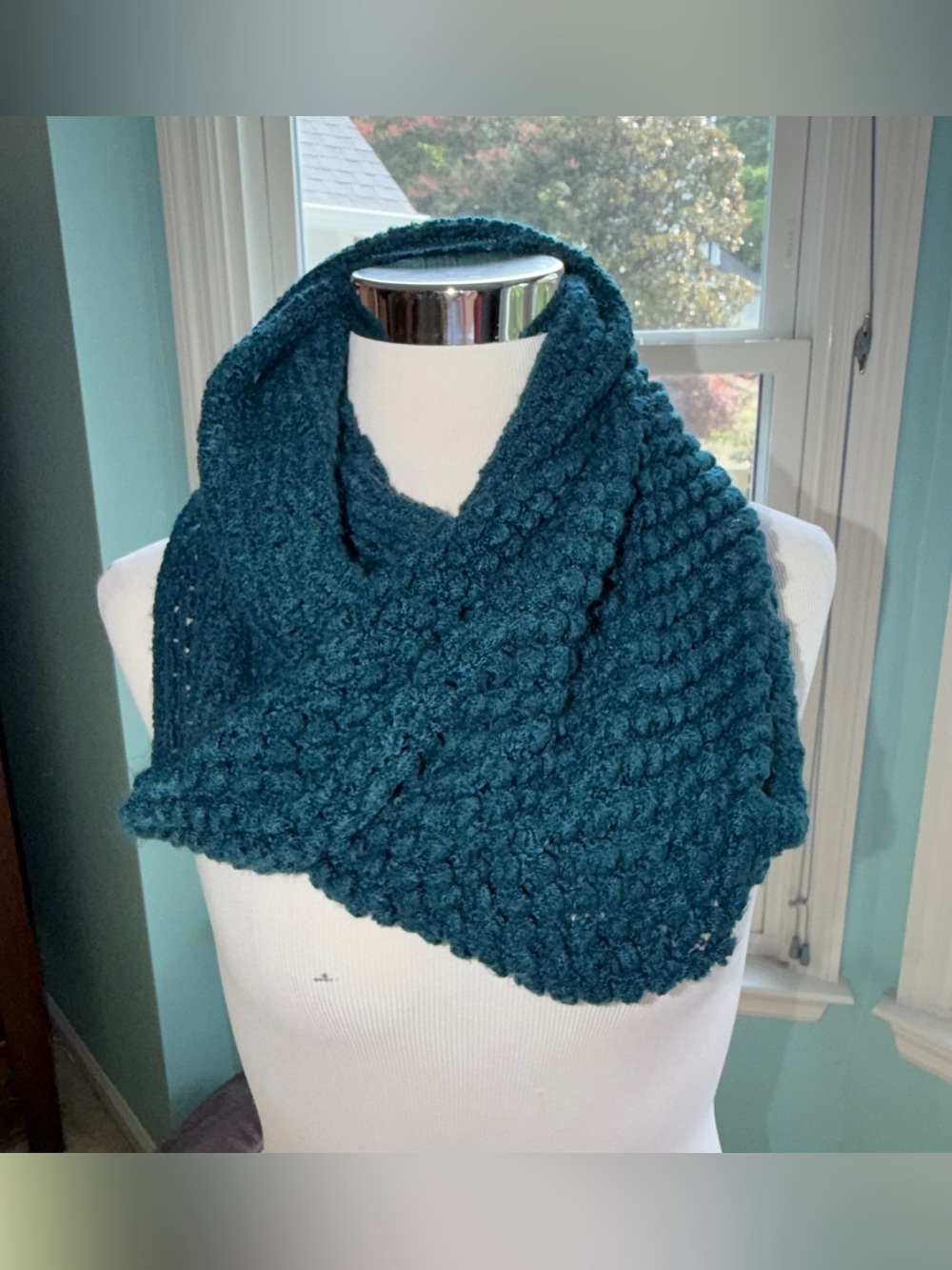 Unbranded Dark Teal Knitted Infinity Scarf - EUC